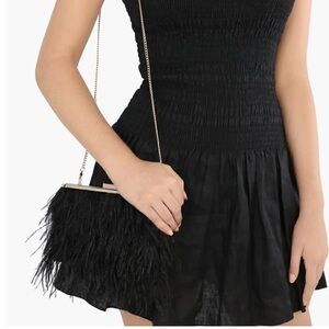 Olga Berg Black Estelle Ostrich Feather Clutch